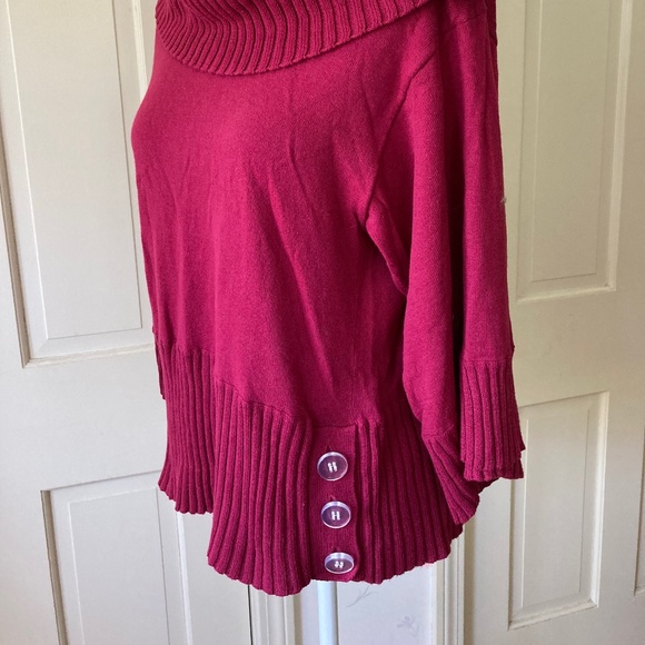 Cotton Cowl Sweater with Button Accents - Picture 3 of 5